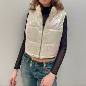 Dolls Kill holographic puffer vest